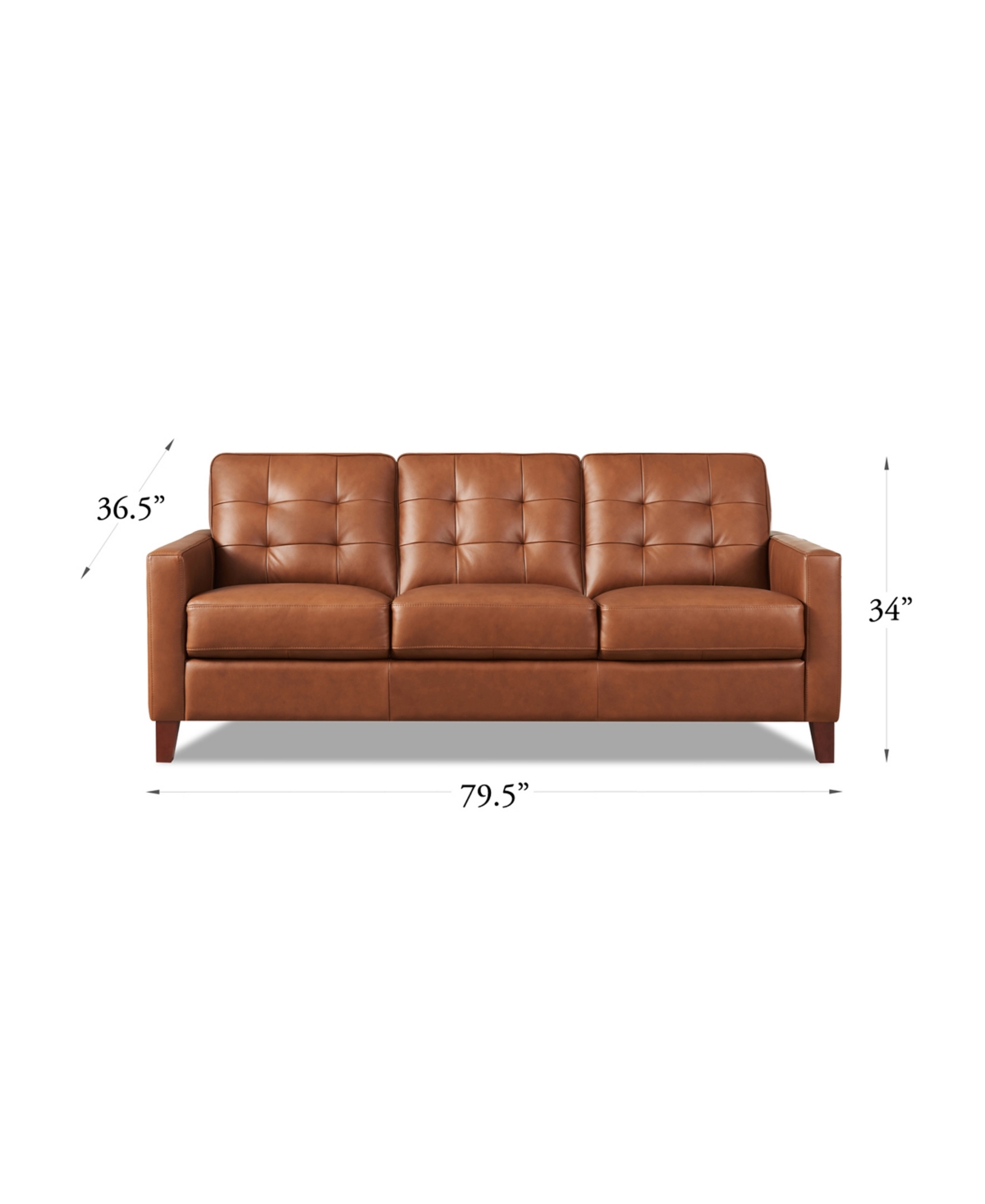 HYDELINE AIDEN 80" TOP GRAIN LEATHER SOFA 