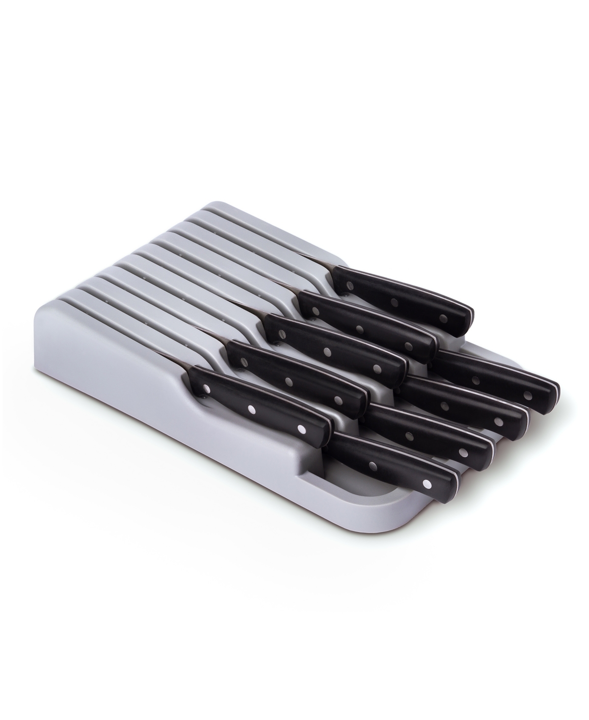 Cheer Collection Kitchen Drawer Knife Organizer In Grey