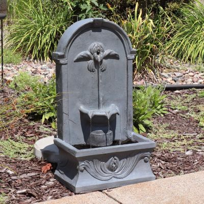 28-Inch Outdoor French-Inspired Flat Back Water Fountain - Glass Fiber Reinforced Concrete Construction