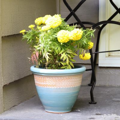 Indoor/Outdoor Purlieu Decorative Glazed Ceramic Planters for Greenery or Flowers - 12"