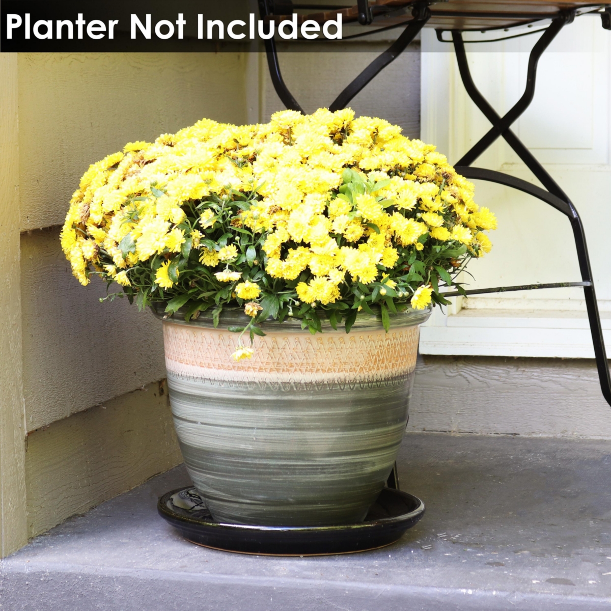Sunnydaze Decor Glazed Ceramic Planter Saucers - - Obsidian - Set of 2