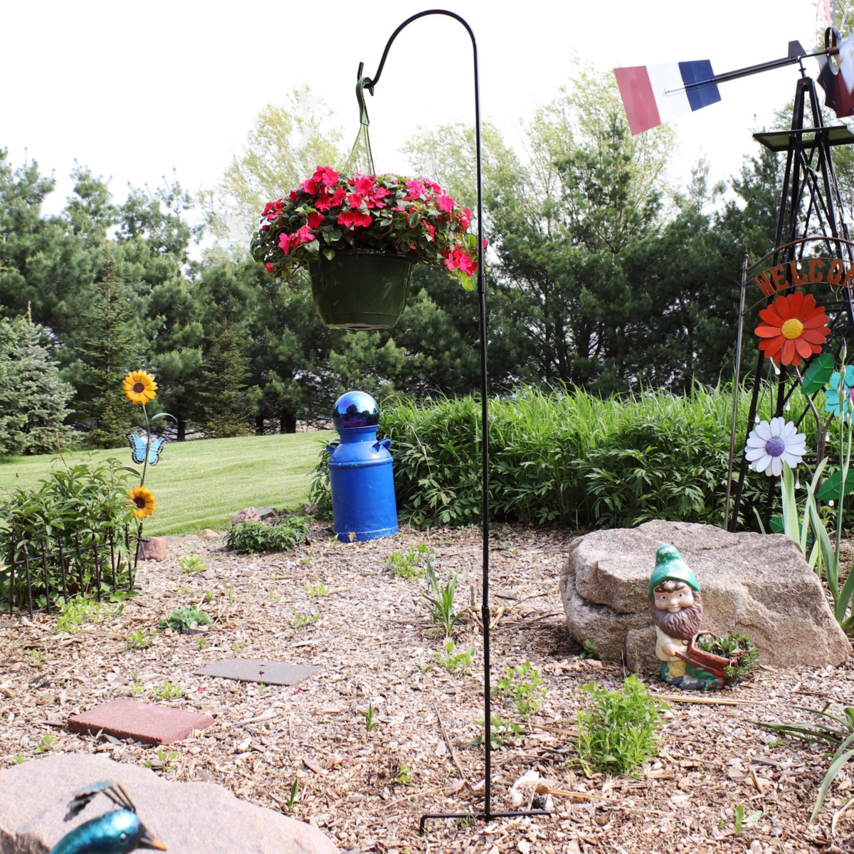 Sunnydaze DecorSteel Hanging Single Shepherd Hooks - - Set of 2 - Black