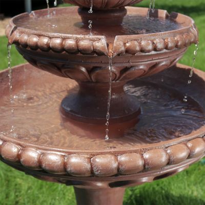 43"H Electric Resin and Concrete 3-Tier Pair of Doves Outdoor Water Fountain