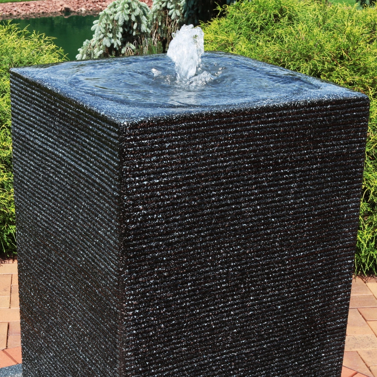 Sunnydaze Decor Large Pillar Outdoor Water Fountain with Led Lights -