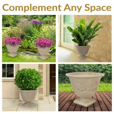 Weather-Resistant Double-Walled Darcy Flower Pot Planter, 16"