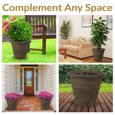 Indoor/Outdoor Patio, Garden, or Porch Weather-Resistant Double-Walled Arabella Flower Pot Planter - 20"