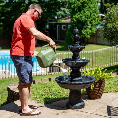 52"H Electric Fiberglass and Resin 4-Tier Pineapple Top Outdoor Water Fountain