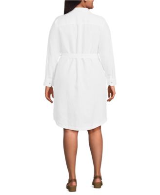 Women's Plus Size Long Sleeve Linen Shirt Dress