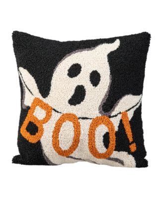 14"H Hooked Halloween Ghost "BOO" Pillow