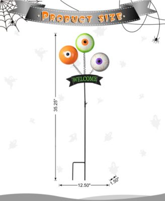 35.25"H Halloween Metal "WELCOME" Spring Eyeballs Yard Stake