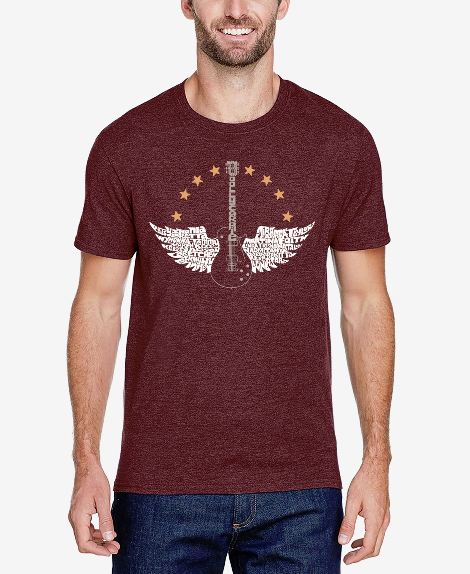 Men's Cotton/Poly Blend Word Art T-Shirt - Female Country Singers Guitar