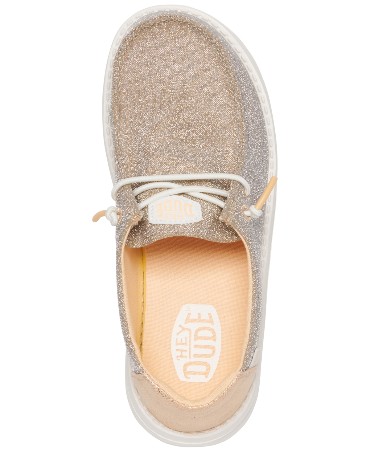 Shop Hey Dude Little Girls' Wendy Metallic Sparkle Casual Moccasin Sneakers From Finish Line In Rose Gold