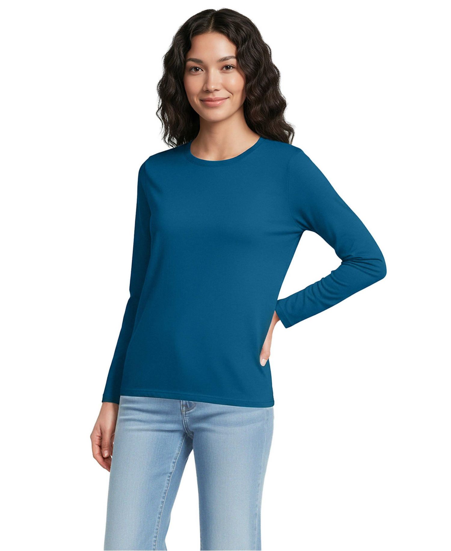 Women's Tall Supima Cotton Long Sleeve Crewneck T-Shirt