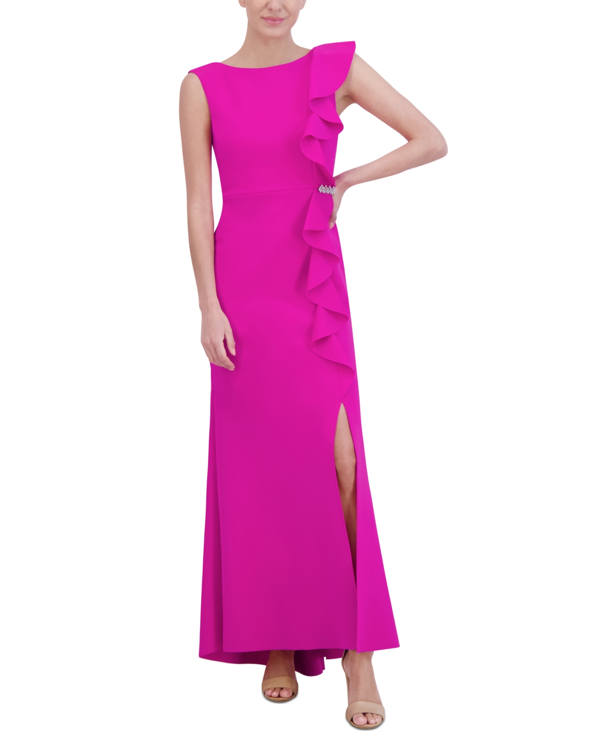 Shop Jessica Howard Women's Ruffled Gown In Fuchsia