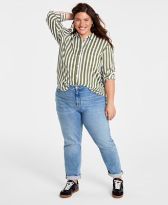 Women's Button-Front Crepe Shirt, Created for Macy's