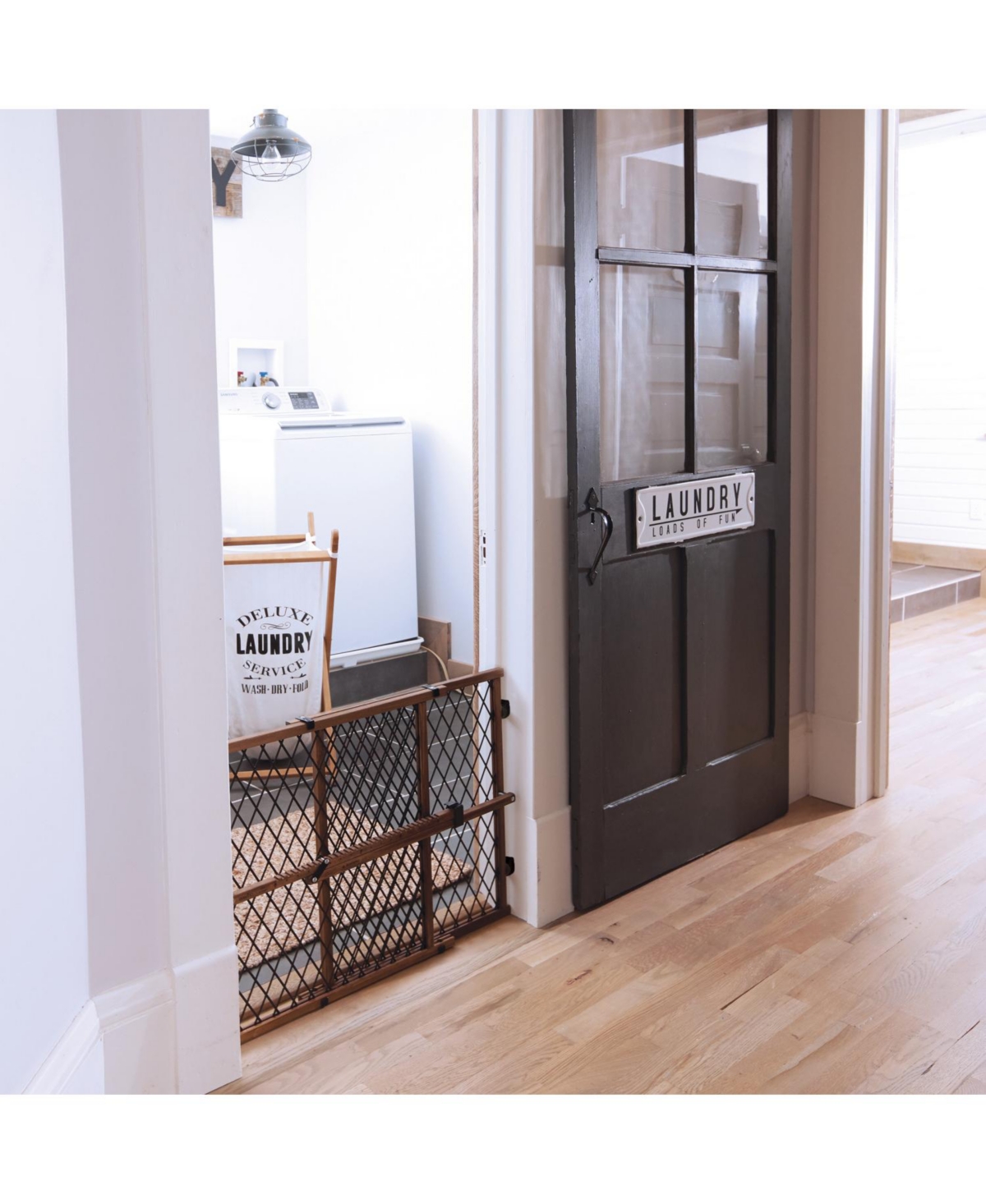Evenflo Position Lock Adjustable Wood Baby Gate In Tan