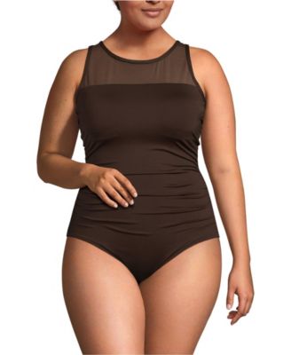 thumbnail image 2 of Lands' End Women's Chlorine Resistant One Piece Swimsuit - High Neck, Smoothing Control Mesh 2 of 6