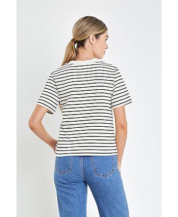Women S Striped T Shirts Uk 2026.English Factory Women's Stripe T-shirt - Macy's