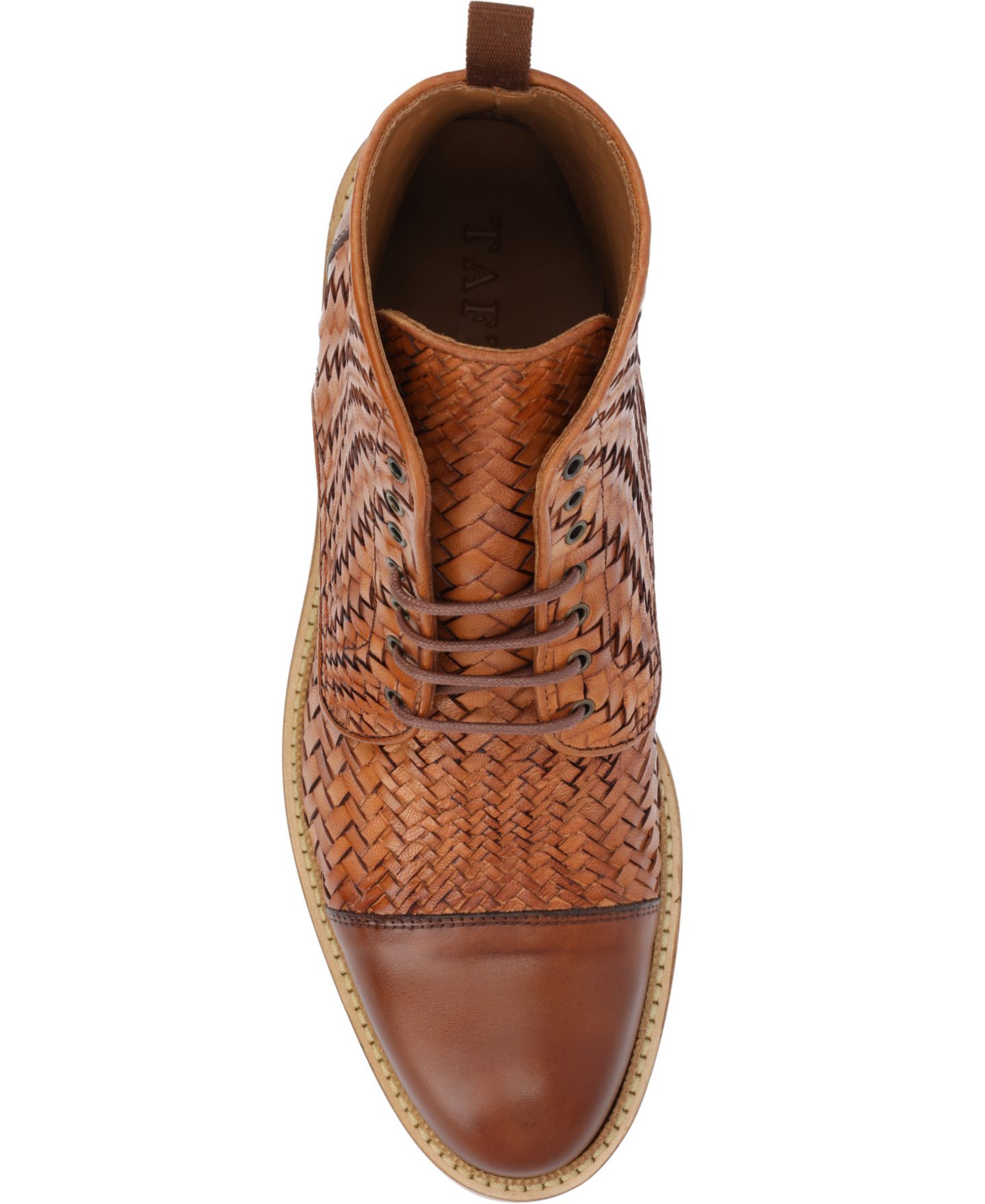Мужские ботинки Taft Rome Woven Handcrafted Full-grain Leather Dress Lace-up Boot, цвет: Коричневый — фото 4