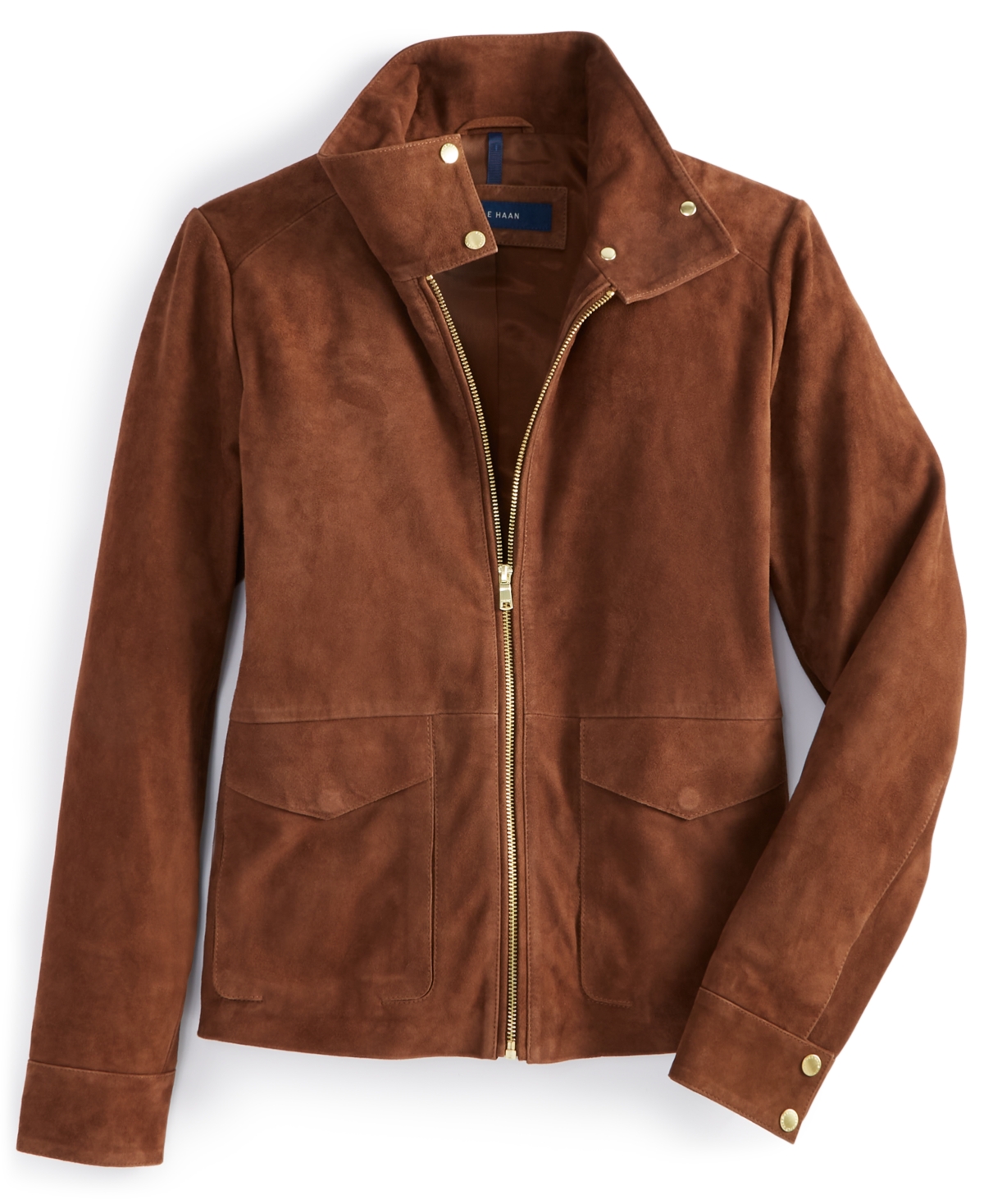 Cole Haan Women's Zip-Front Suede Racer Coat