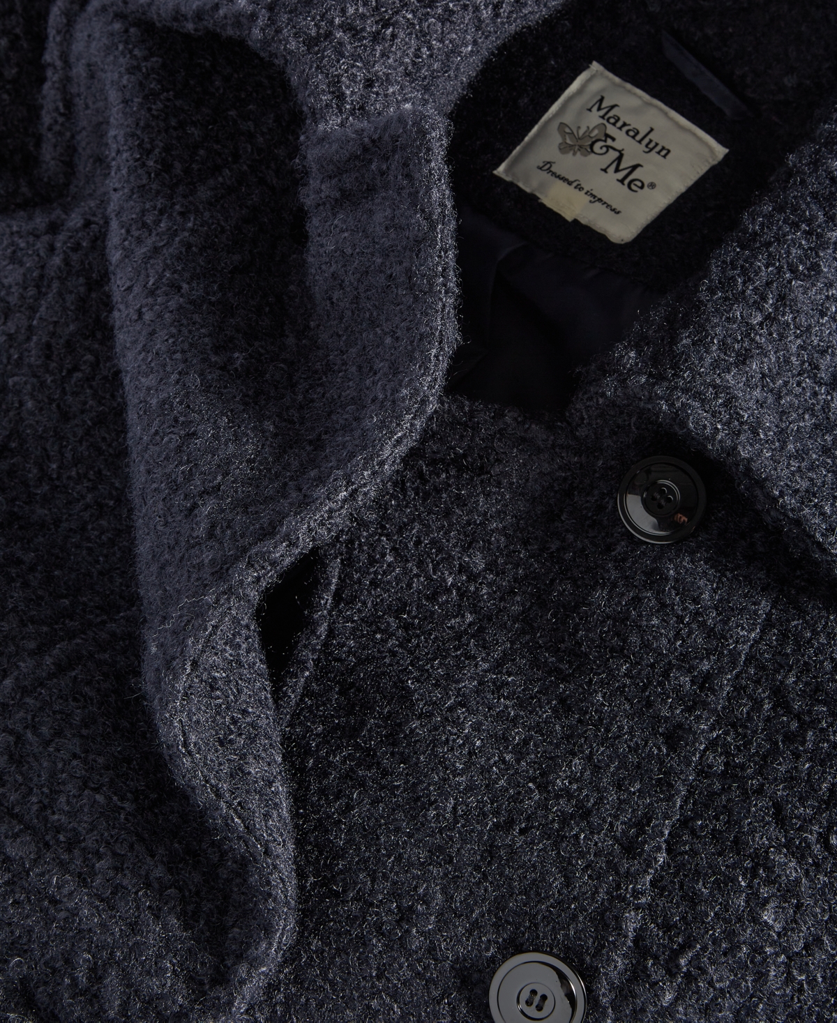 Maralyn & Me Juniors' Short Boucle Double-Breasted Peacoat
