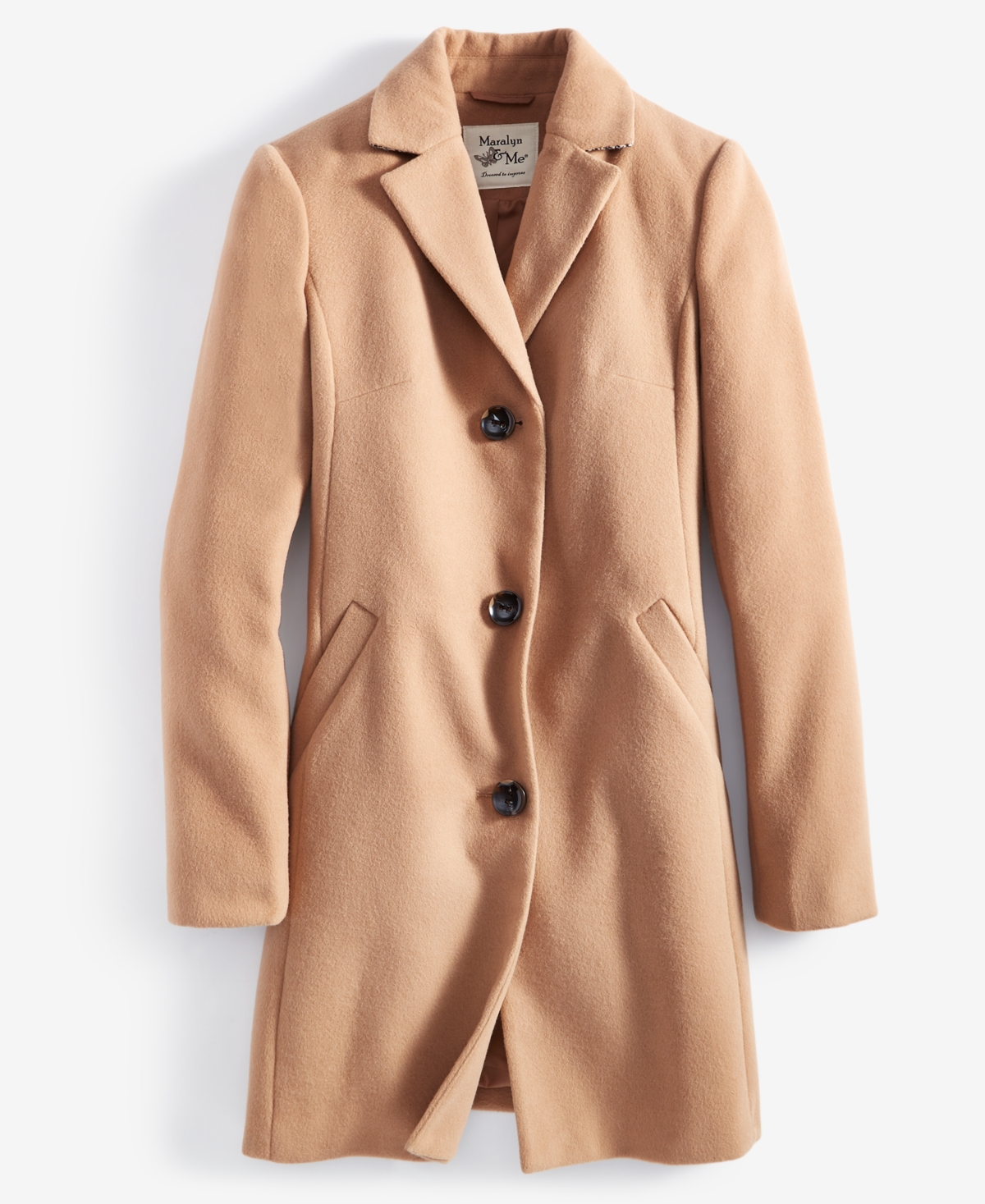 Maralyn & Me Juniors' Houndstooth Long-Sleeve Reefer Coat