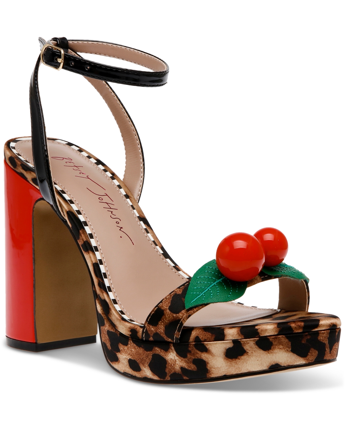 Shop Betsey Johnson Women's Judson Platform Novelty High Heel Dress Sandals In Leopard Multi
