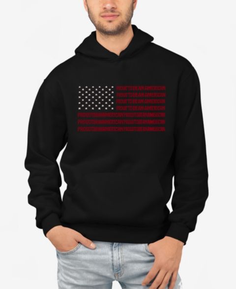Мужское худи LA Pop Art Proud To Be An American - Word Art Hooded, цвет: Чёрный