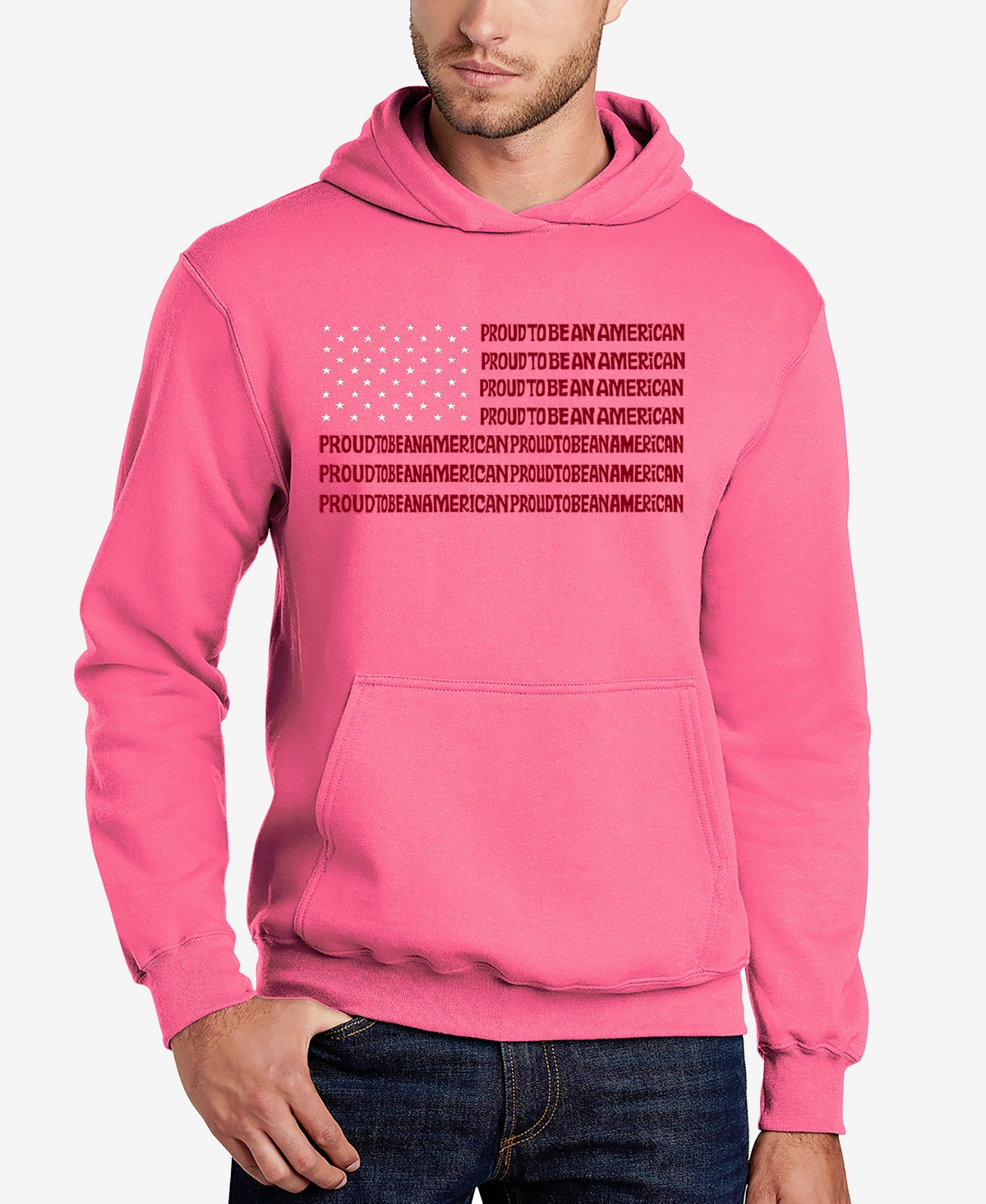 Proud To Be An American - Men's Word Art Hooded Sweatshirt - Pink