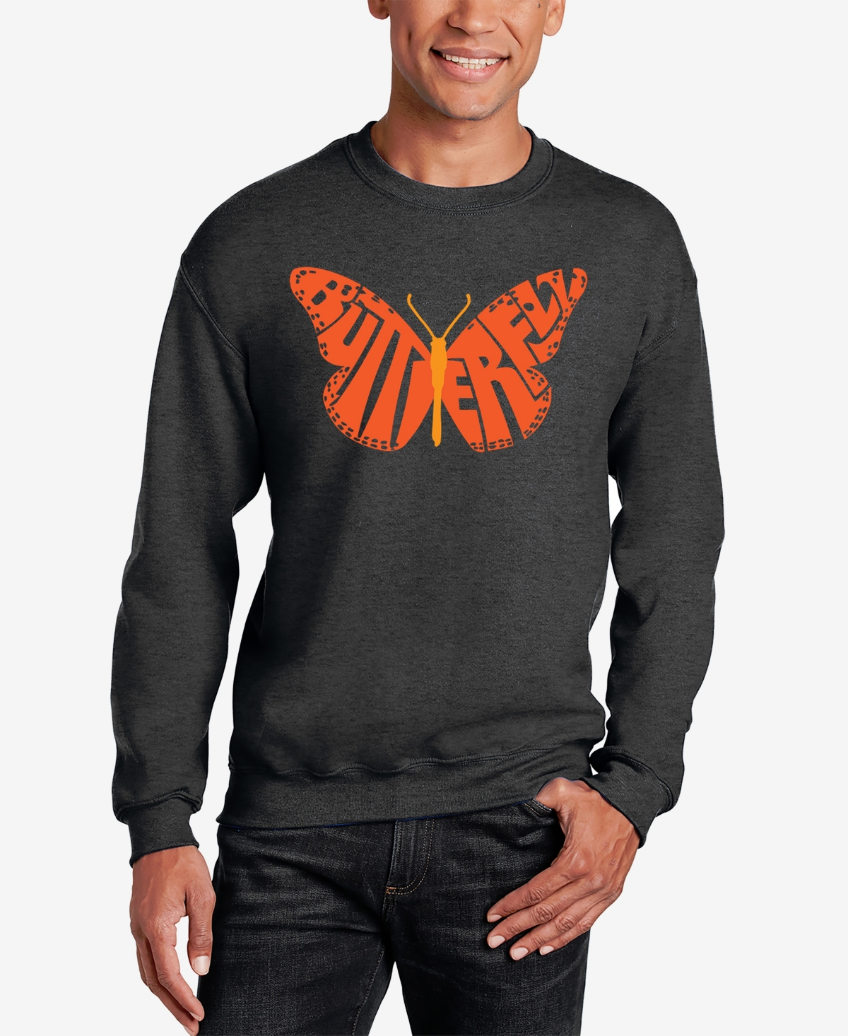 La Pop Art Butterfly - Men's Word Art Crewneck Sweatshirt