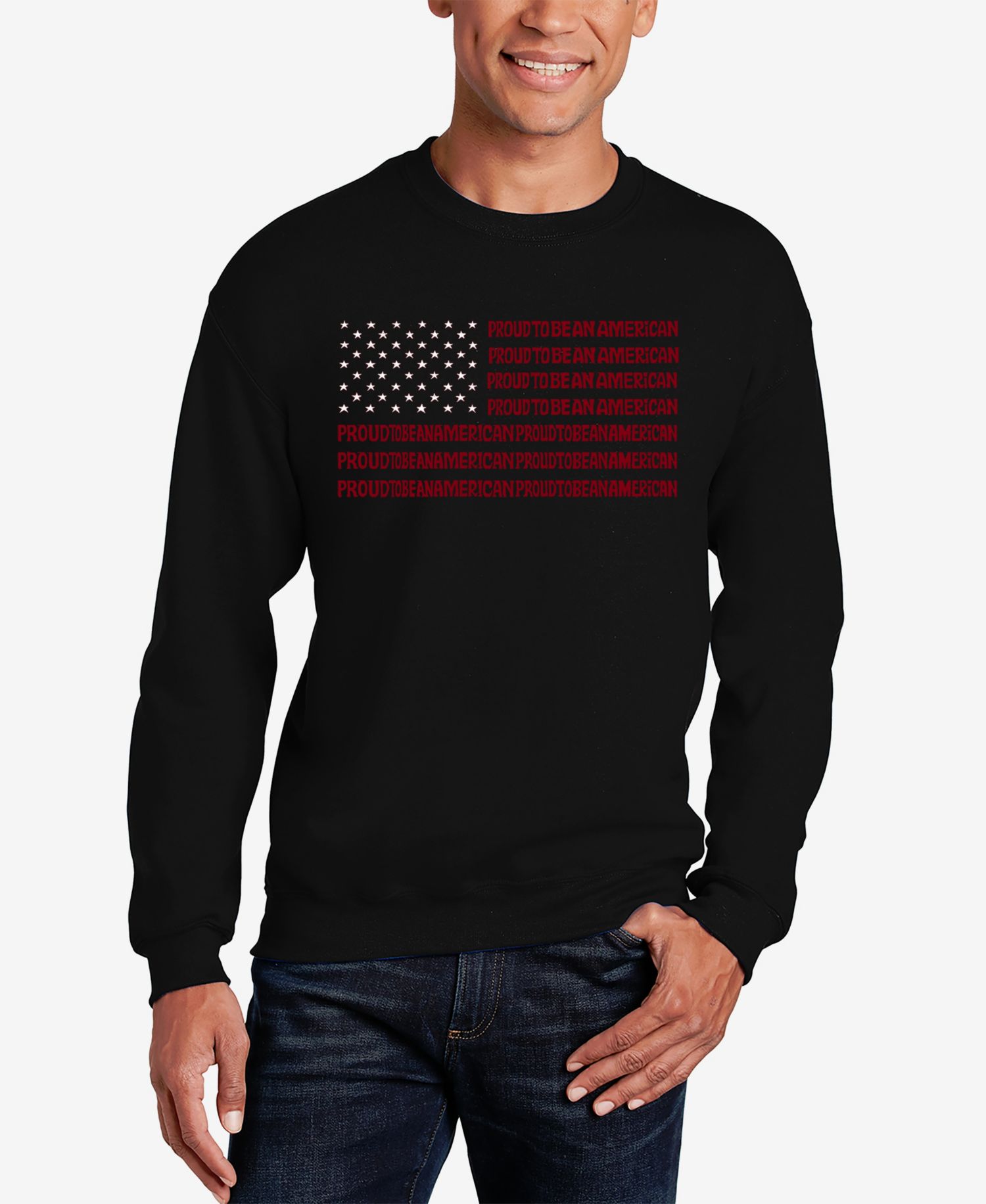 Proud To Be An American - Men's Word Art Crewneck Sweatshirt