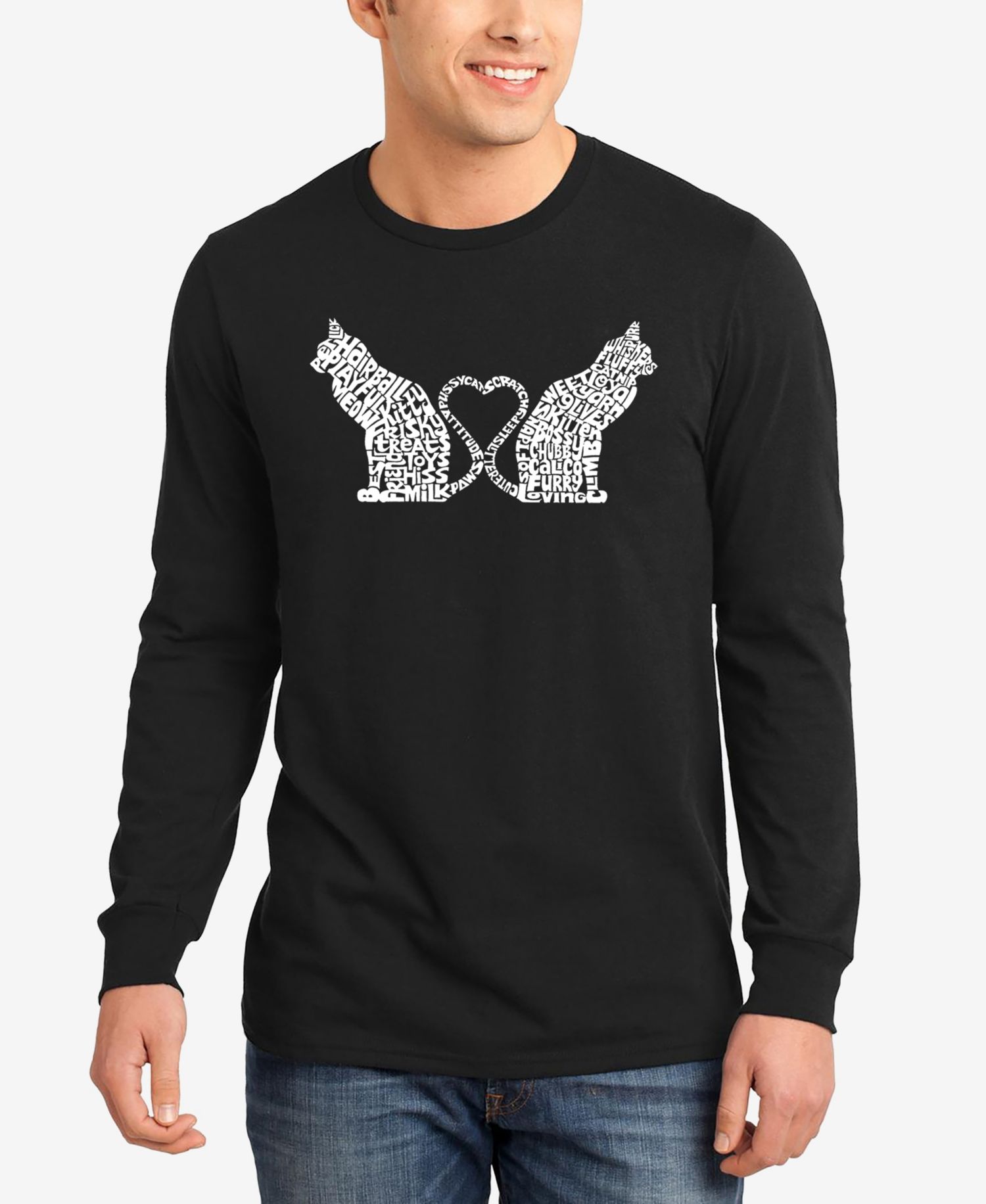 Cat Tail Hearts - Men's Word Art Long Sleeve T-Shirt