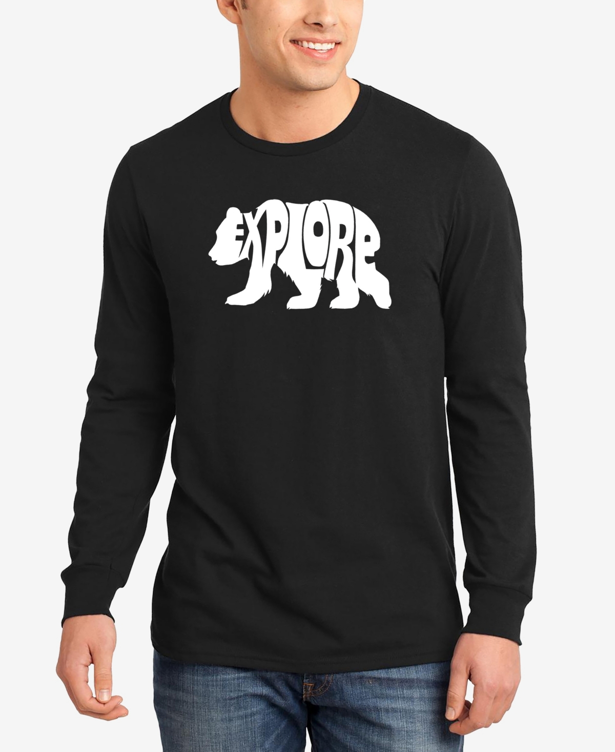 Explore - Men's Word Art Long Sleeve T-Shirt - Black