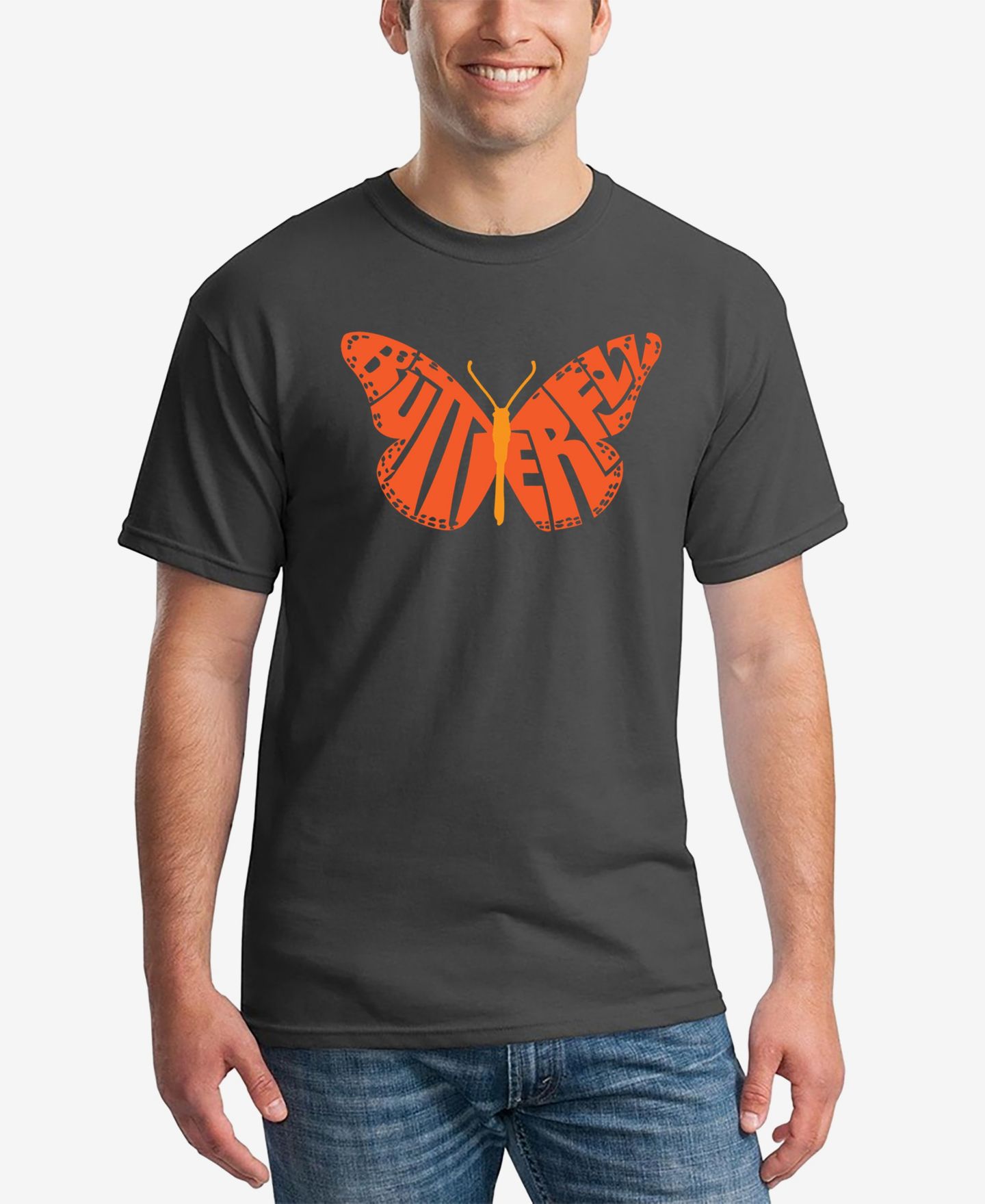 Мужская футболка LA Pop Art Butterfly - Word Art, цвет: Чёрный — фото 5
