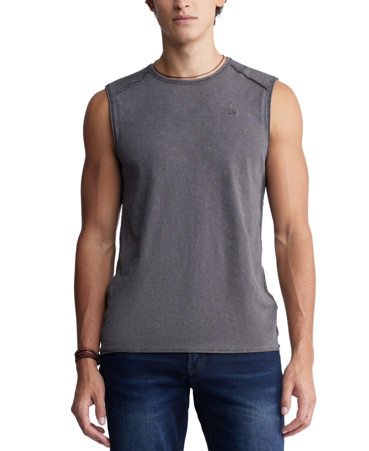 Shop Buffalo David Bitton Men's Karmola Relaxed-fit Textured Muscle T-shirt In Charcoal