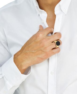 EFFY&reg; Men's Black Spinel Oval Cluster Ring (1-5/8 ct. t.w.) in Gold-Plated Sterling Silver