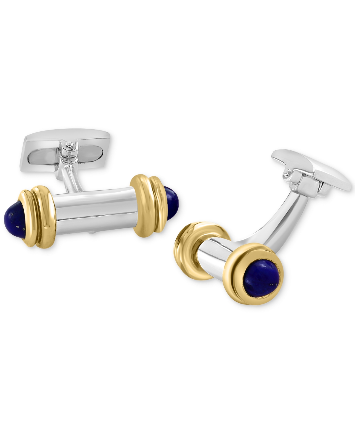 Effy Collection Effy Men's Lapis Lazuli Bar Cufflinks In 18k Yellow Gold Plated Sterling Silver & Sterling Silver