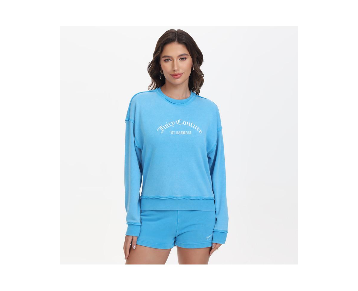 Women's Embroidered Pullover Sweatshirt - Bermuda sky