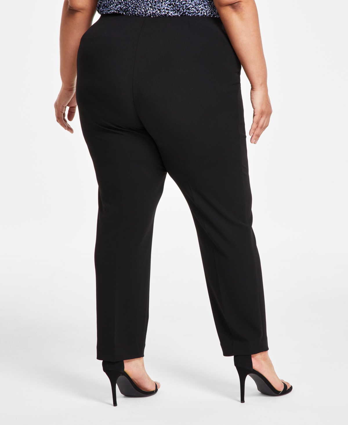 Anne Klein Plus Size Hollywood-Waist Cool Crepe Pull-On Ankle Pants