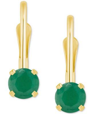 Emerald Solitaire Leverback Earrings (1/2 ct. t.w.) in 14k Gold (Also in Ruby, Sapphire, & Tanzanite)