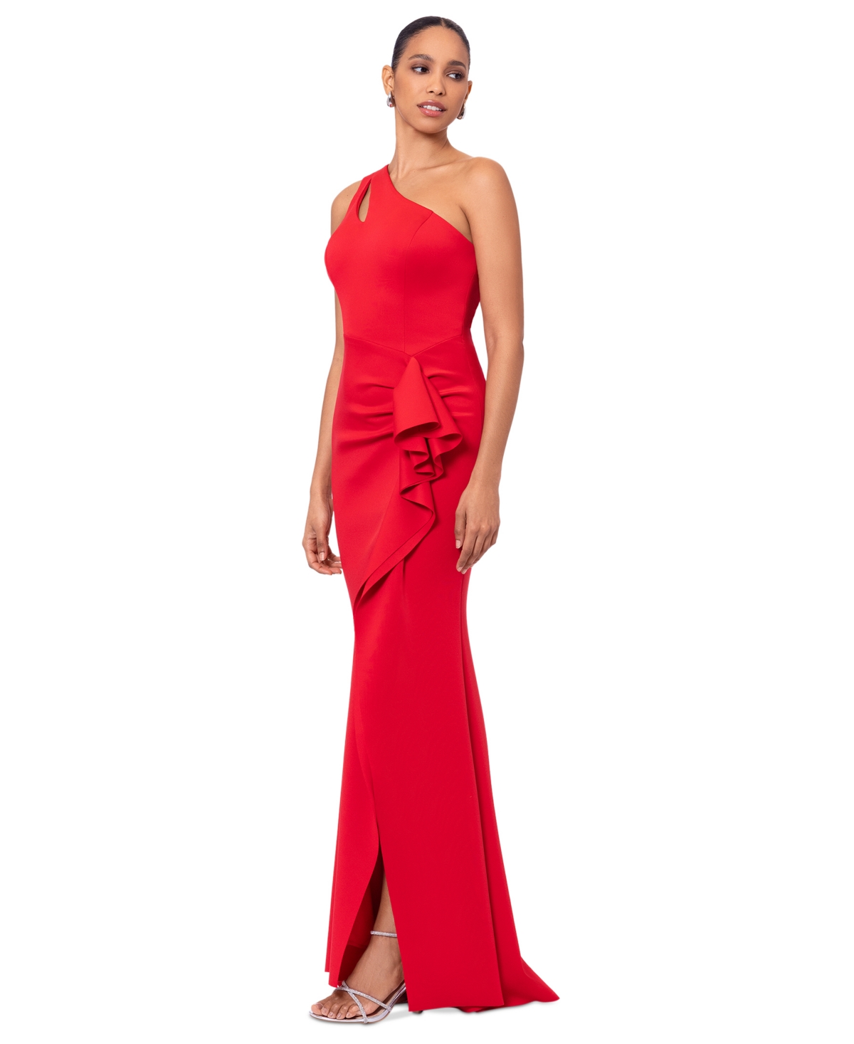 Shop Xscape Women's Ruffled One-shoulder Gown In Red