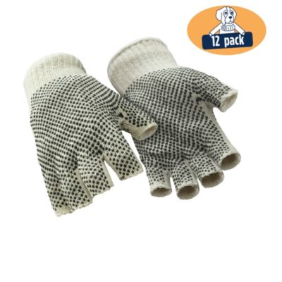 Men's Midweight Double Sided Fingerless Dot Grip Work Gloves (Pack 12 Pairs)