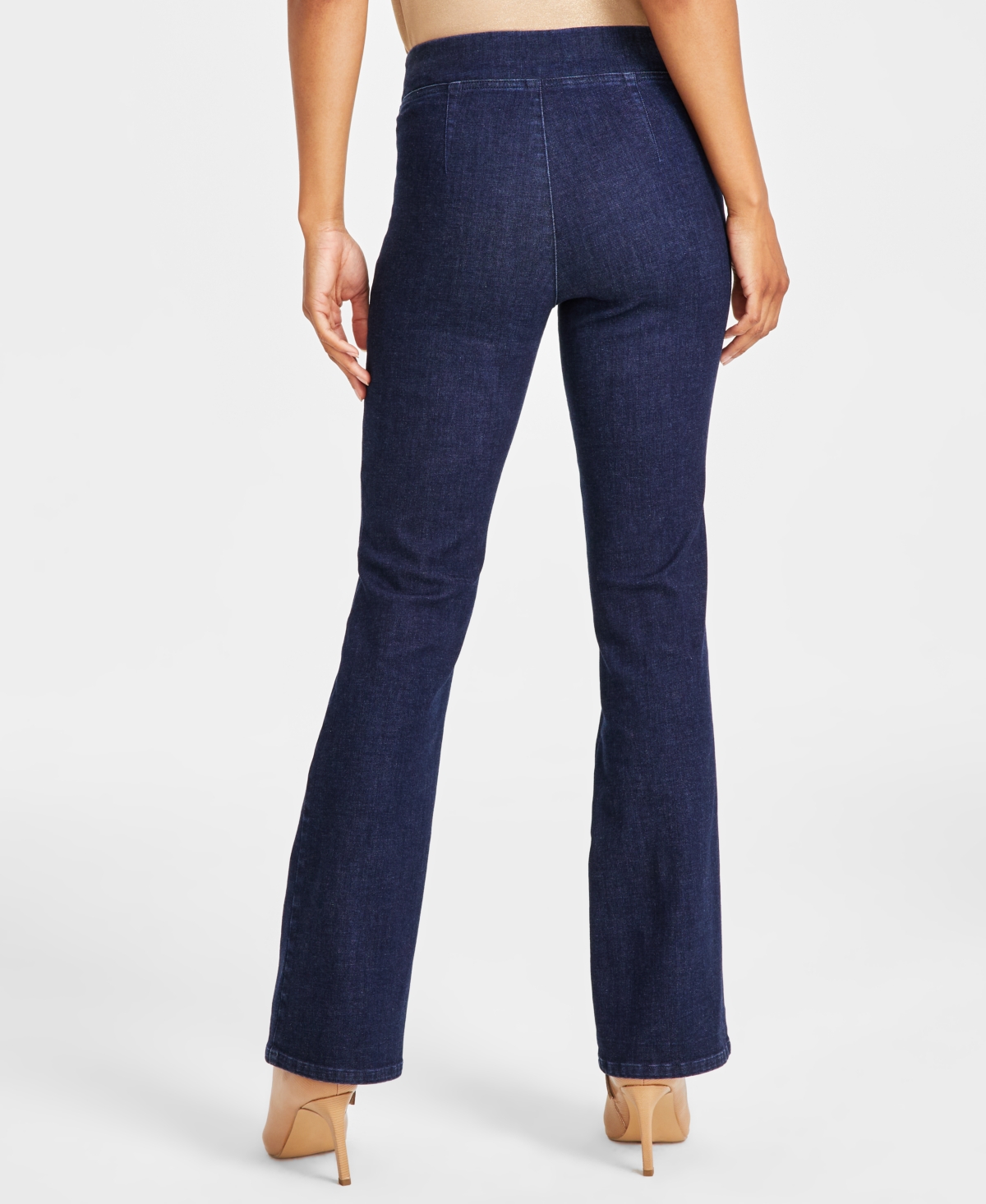 Anne Klein Women's High-Rise Pull-On Flare-Leg Jeans