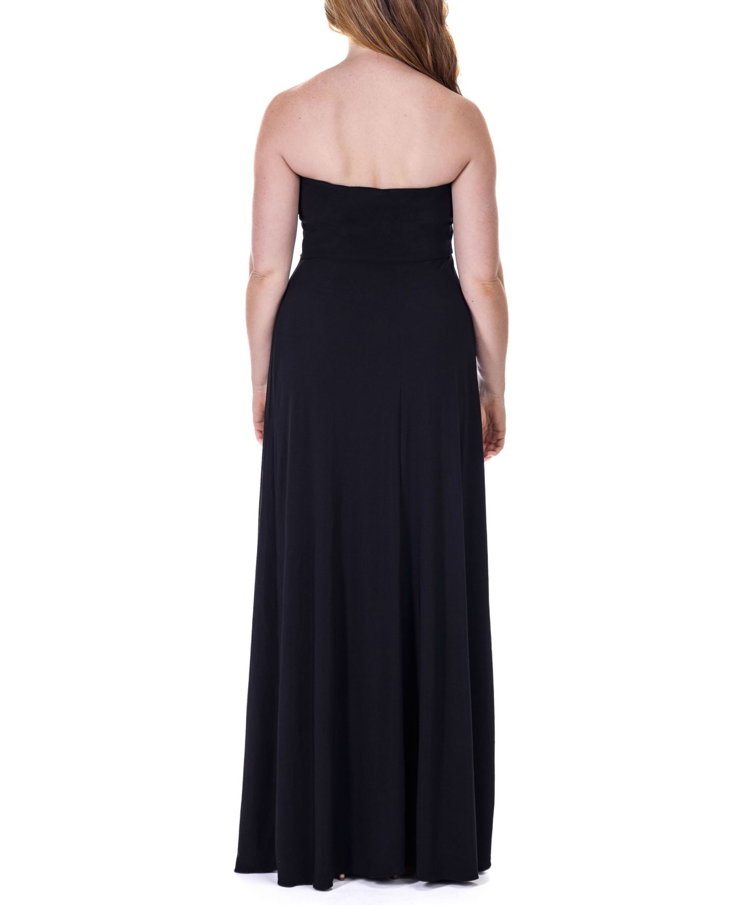Женское платье 24seven Comfort Apparel Pleated A Line Strapless Maxi Pocket, цвет: Чёрный — фото 3
