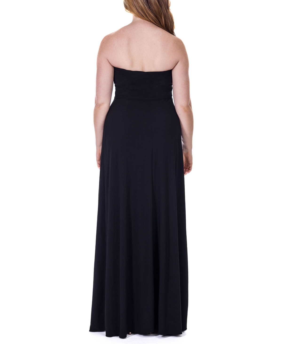 Shop 24seven Comfort Apparel Pleated A Line Strapless Maxi Pocket Dress In Dark Pink