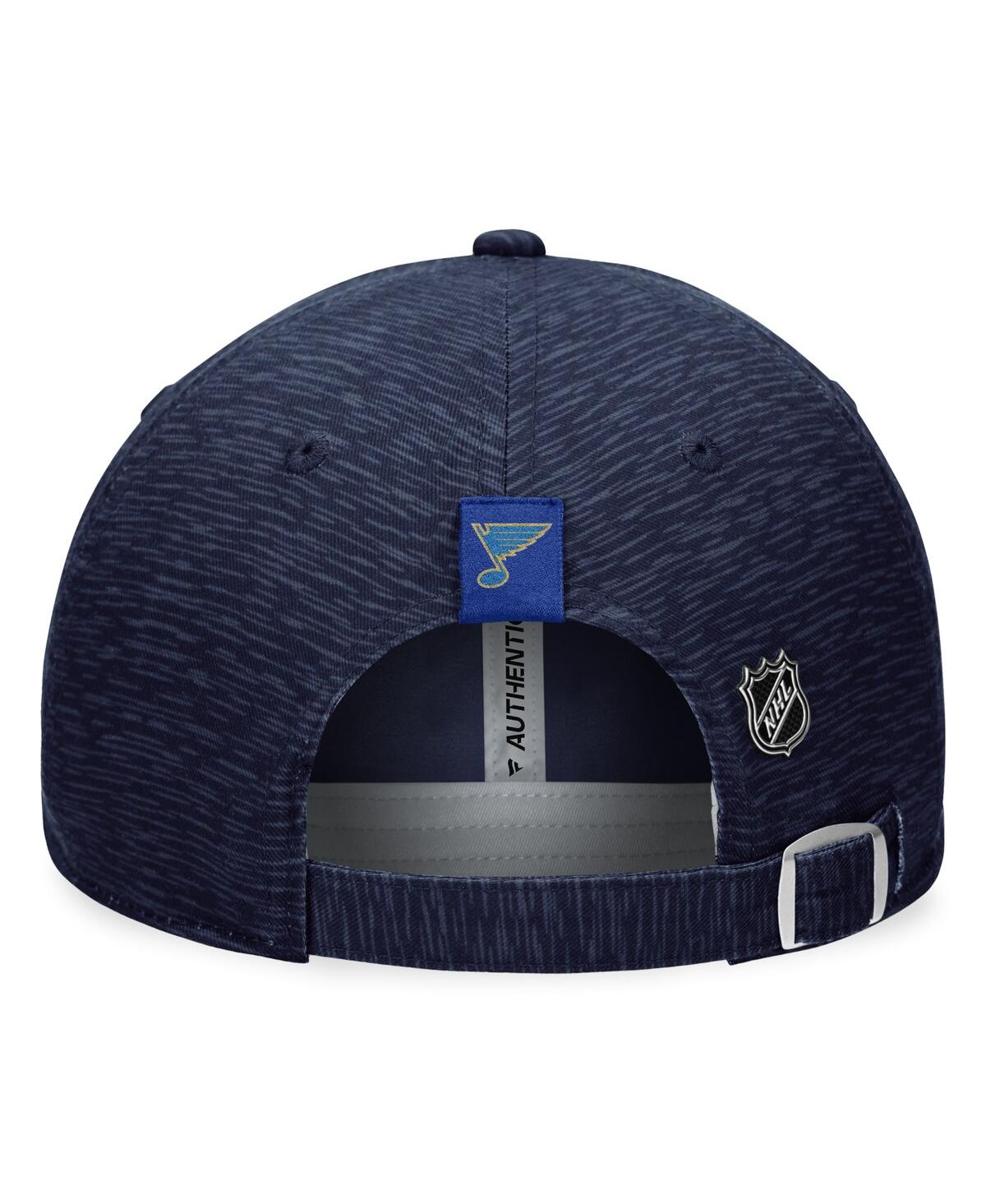 Shop Fanatics Branded Men's Navy St. Louis Blues Authentic Pro Road Adjustable Hat In Ath Navy