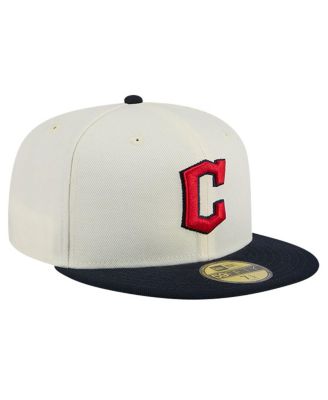 Men's Cream Cleveland Guardians Evergreen Chrome 59Fifty Fitted Hat