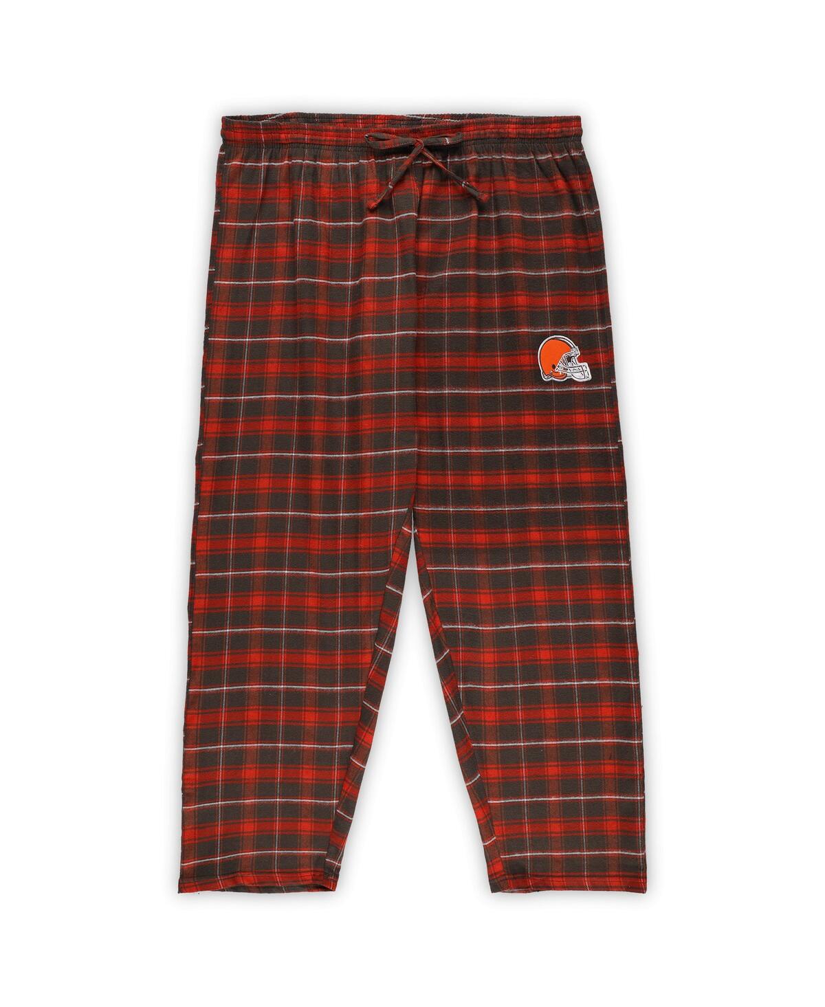 Concepts Sport Women's Brown Cleveland Browns Plus Size Badge T-shirt Flannel Pants Sleep Set In Brown