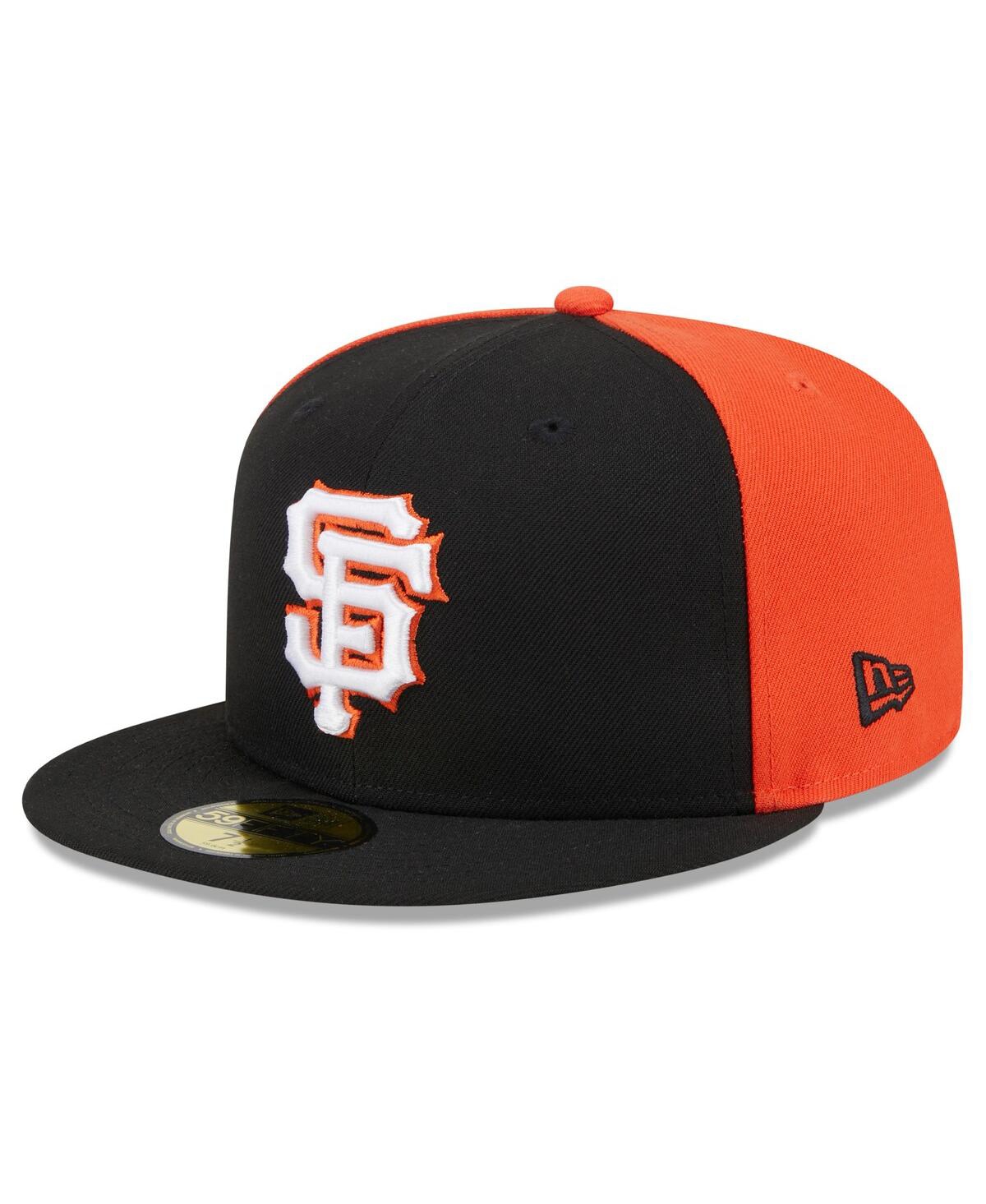 Shop New Era Men's Black/orange San Francisco Giants Gameday Sideswipe 59fifty Fitted Hat In Black Oran