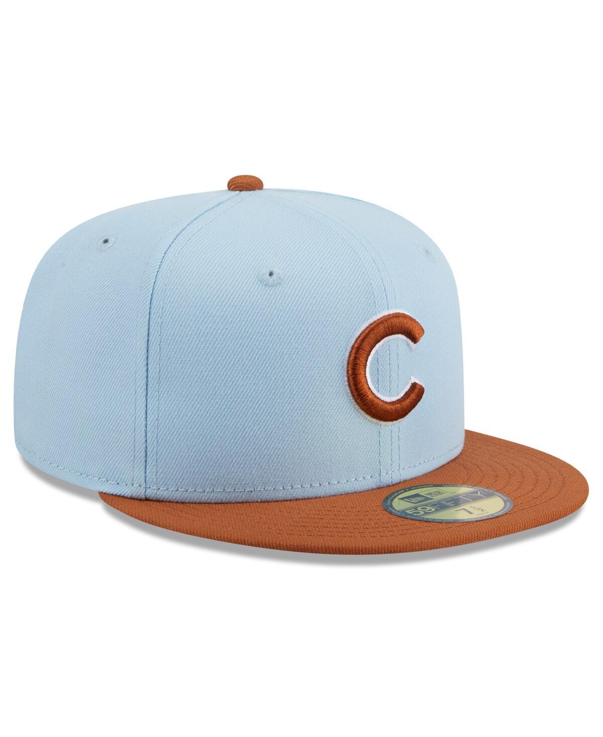 Shop New Era Men's Light Blue/brown Chicago Cubs Spring Color Basic Two-tone 59fifty Fitted Hat